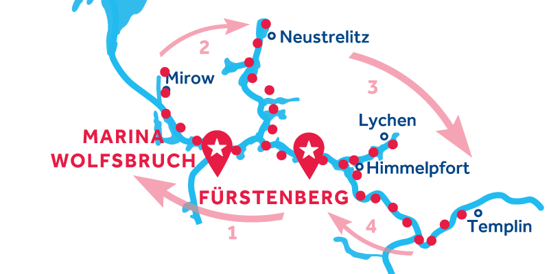 Fürstenberg ALLER-RETOUR via Mirow, Neustrelitz & Templin