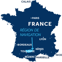 Carte indiquant la zone de navigation dans le Lot en France
