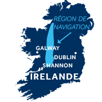 Carte indiquant les zones de navigation sur le Shannon & Erne en Irlande
